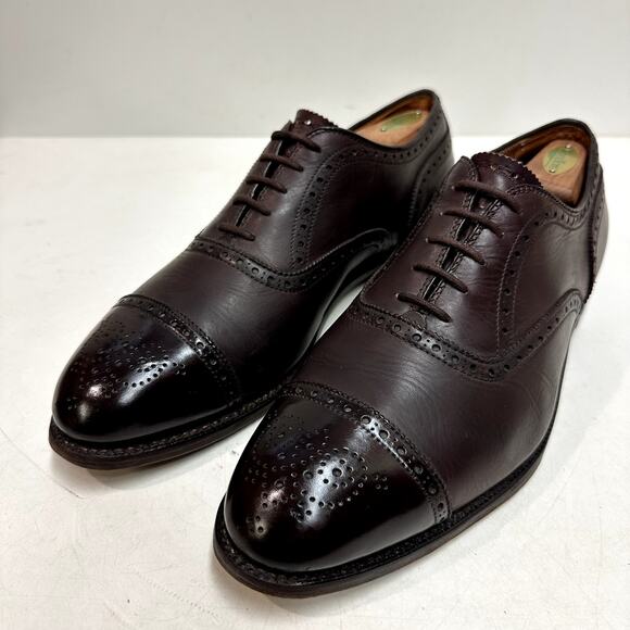 EXCELLENT Alden 908 Medallion Perf Tip Bal Oxford (Burgundy Calf) Made in USA 11 - Picture 1 of 12